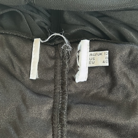 Princess Polly Everly Black Sheer Balloon Sleeve Ruched Cowl Neck Mini Dress - Picture 10 of 11